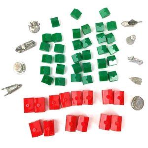 Monopoly Replacement Pieces Tokens Vintage 1961 Dog Horse Car Hotels Houses red